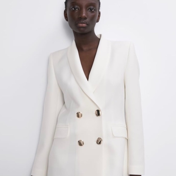 Double Breasted Buttoned Frock Blazer Dress Coat - Picture 3 of 8